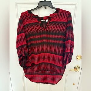 Cato Women’s Red and Black Geometric Tunic blouse - Size XL